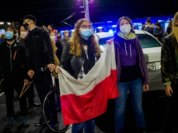 波兰弗罗茨拉夫 2020年11月2日 波兰妇女抗议活动人士封锁了城市街道和道路 — 图库照片