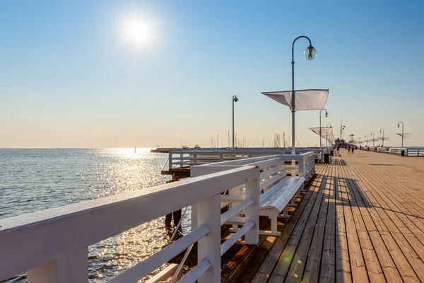 Famoso Muelle Madera Largo Mar Báltico Polonia — Foto de Stock