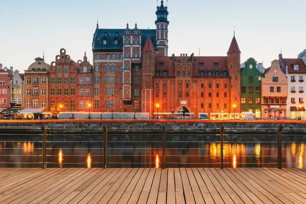 Facades Old Medieval Houses Promenade Gdansk City Poland Riverside View — Stock Photo, Image