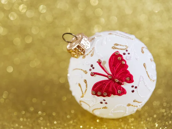 Christmas decoration on yellow bright holiday background — Stock Photo, Image