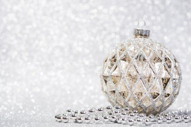 Soyut glitter arka plan üzerinde şenlikli Vintage Noel dekorasyon