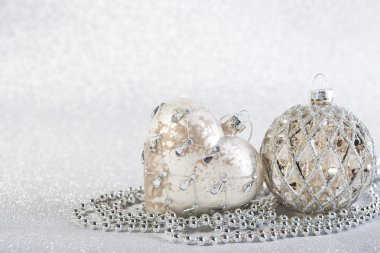 Soyut glitter arka plan üzerinde şenlikli Vintage Noel dekorasyon