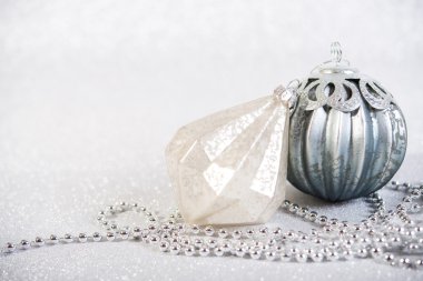 Soyut glitter arka plan üzerinde şenlikli Vintage Noel dekorasyon