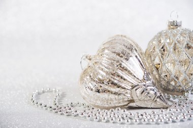 Soyut glitter arka plan üzerinde şenlikli Vintage Noel dekorasyon