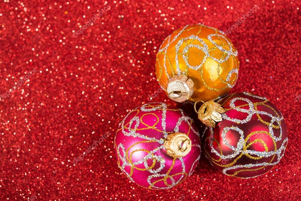 Festive Christmas Vintage Decoration Bauble On Glitter Red