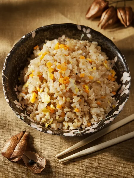 Fried Rice with Vegetables and fried eggs — Stock Photo, Image