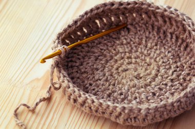 tığ işi Örgü Sepet 