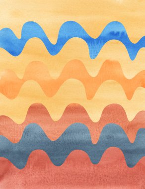 Soyut kolaj suluboya çizgili dalgalar arka planı boyadı. Kağıt dokusu.