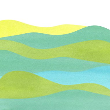 collage of hand drawn watercolor illustration of green mountains