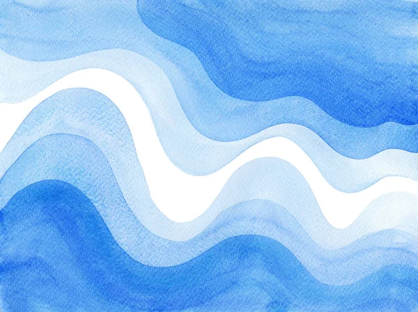 Watercolor Hand Drawn Illustration Blue Ocean Waves — Φωτογραφία Αρχείου