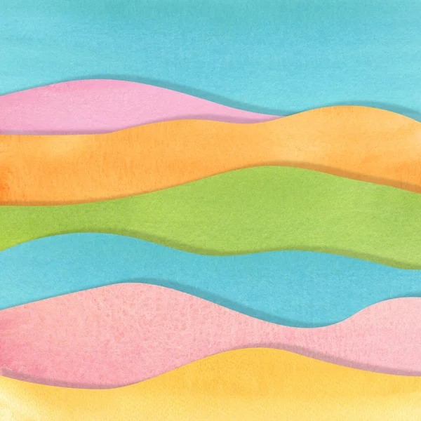 Colaj Abstract Acuarelă Starea Spirit Vară Valuri Colorate — Fotografie, imagine de stoc