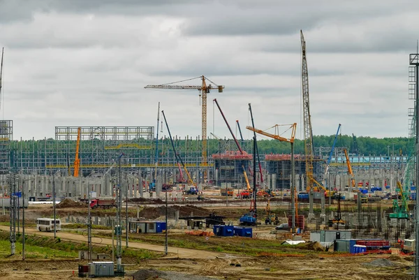 Tobolsk, Russia - July 15. 2016: Sibur company. Construction of plant on processing of hydrocarbonic raw materials