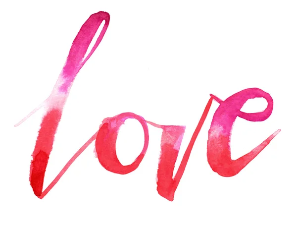 Miłość, akwarela napis — Zdjęcie stockowe
