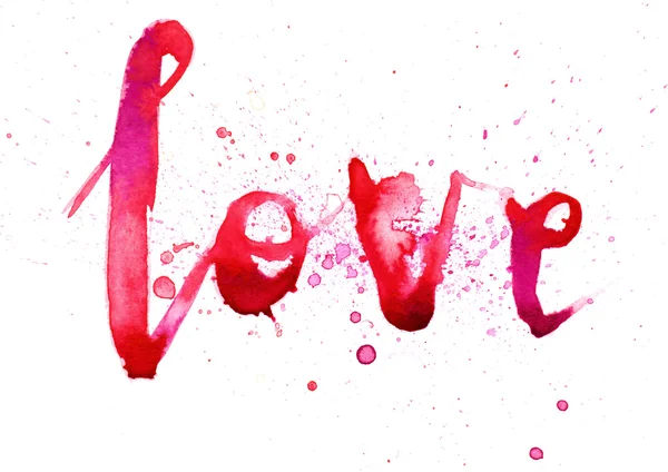 Amor, letras aquarela — Fotografia de Stock