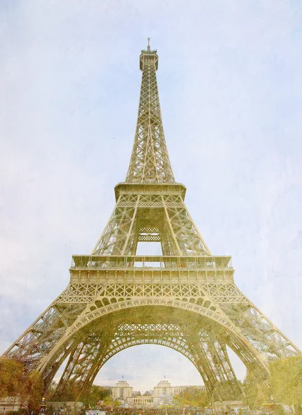 Эйфелева башня - ретро-открытка в стиле — стоковое фото