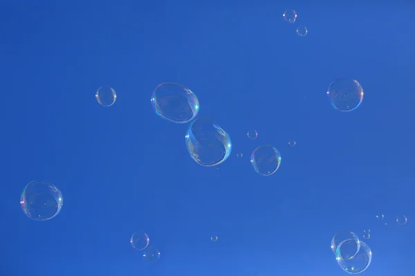 Soap Bubbles Floating Blue Sky — Stock Photo, Image