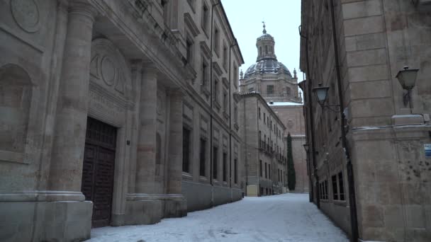 Neve Nella Città Salamanca Spagna Evento Molto Raro — Video Stock
