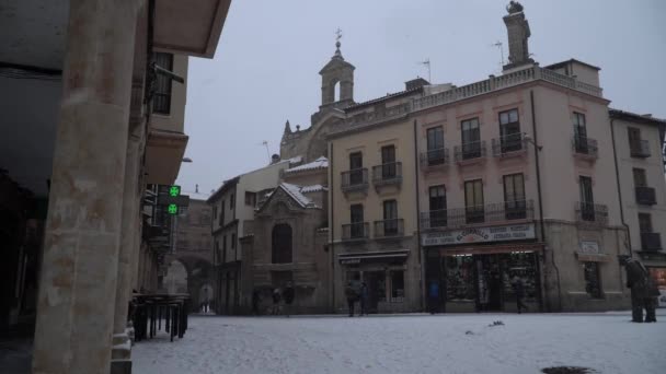 Neve Nella Città Salamanca Spagna Evento Molto Raro — Video Stock