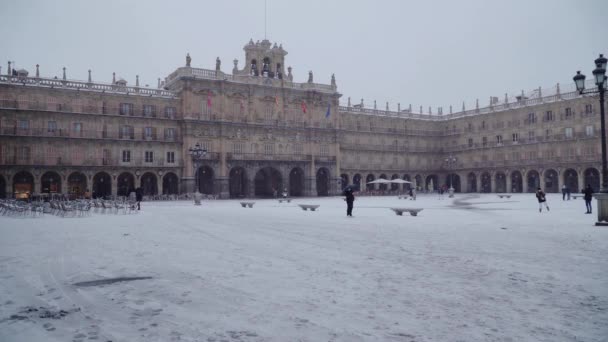 Neve Salamanca Spagna Vista Sulla Città Evento Molto Raro — Video Stock