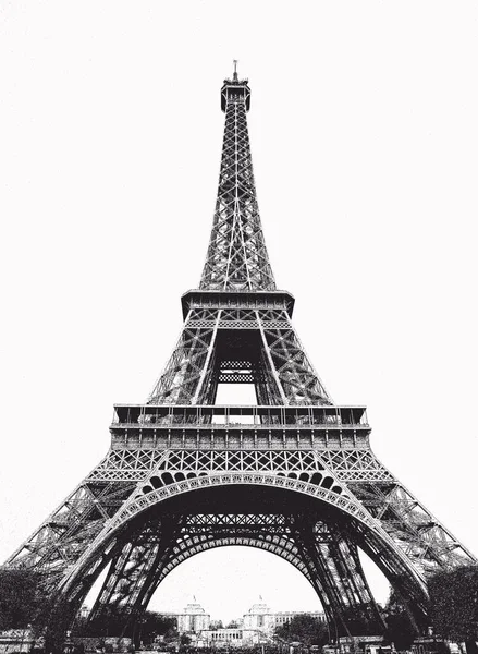 Paris Eiffel Tower Black White Retro Postcard Styled — Stock Photo, Image