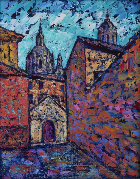 Abstrakte Malerei Der Altstadt Von Salamanca — Stockfoto