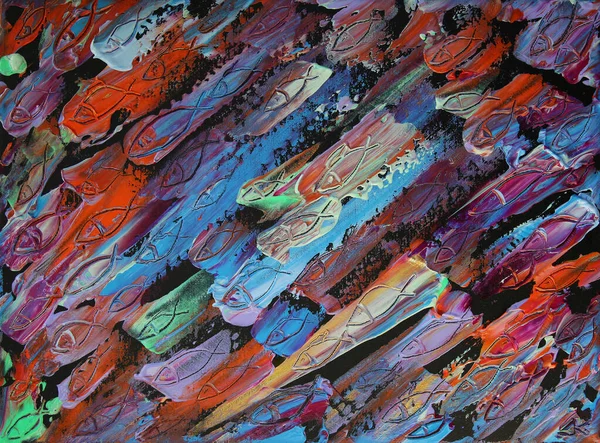 Abstraktní Malba Ryb — Stock fotografie