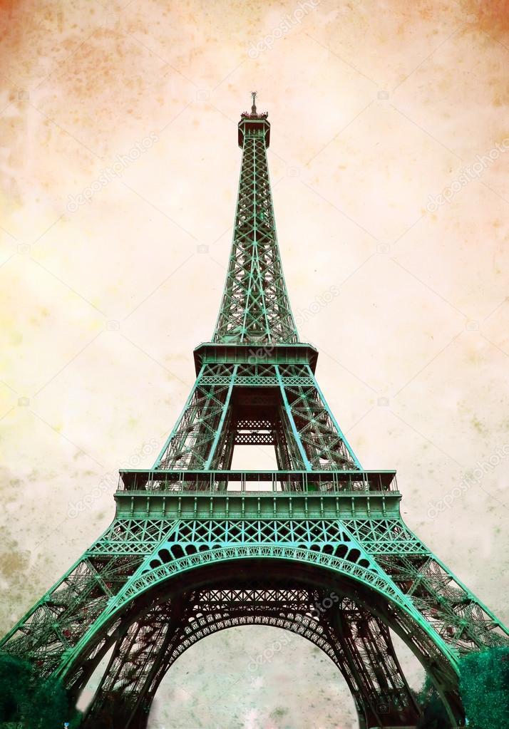 Eiffel Tower - retro postcard styled.