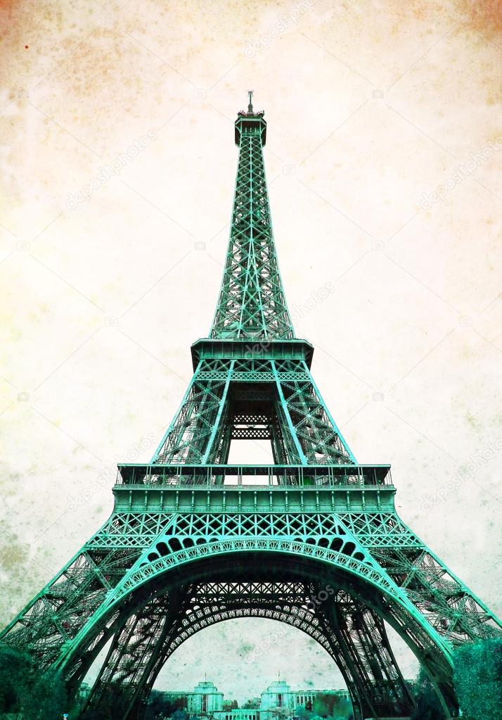 Eiffel Tower - retro postcard styled.