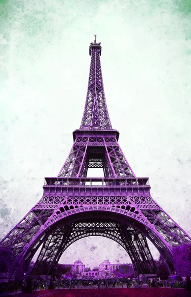 Eiffelturm - im Retro-Postkartenstil. — Stockfoto