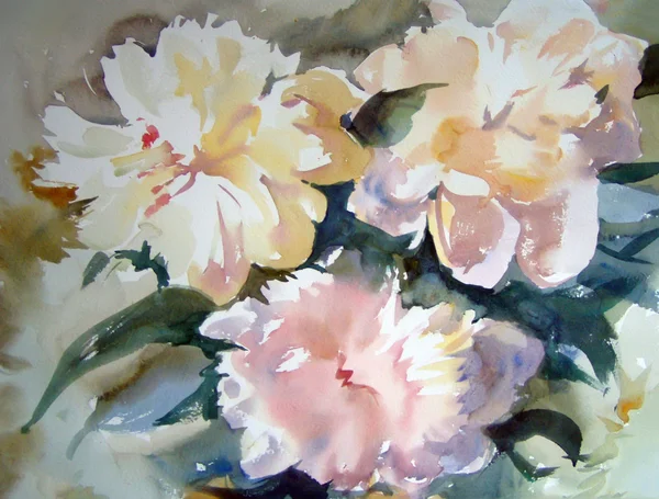Pittura ad acquerello dei bellissimi fiori — Foto Stock