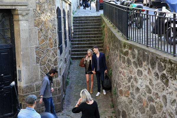 Filmación en Montmartre en París, Francia el 23.04.2015 — Foto de Stock