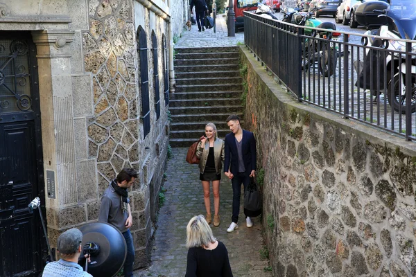 Filmagem em Montmartre em Paris, França em 23.04.2015 — Fotografia de Stock