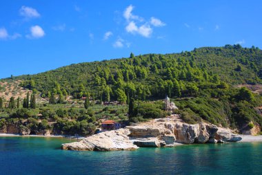 Yunanistan 'ın Athos Dağı' ndaki Zograf Manastırı 'nın iskelesi