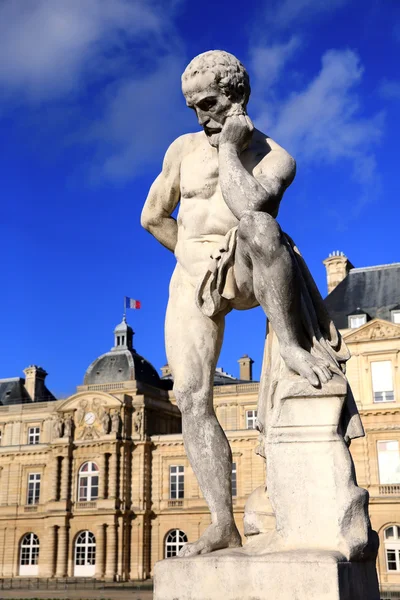 Socha muže myslitel před francouzského senátu — Stock fotografie