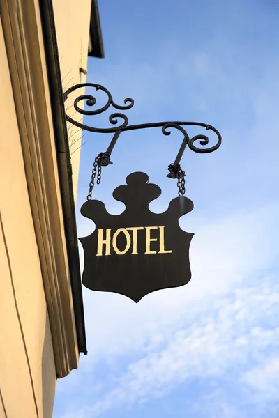 Letrero vintage de la entrada del hotel — Foto de Stock