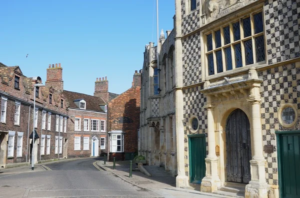 Guildhall Kings Lynn met straatzicht Stockafbeelding