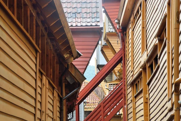 Detalle de la casa Bryggen Bergen de la liga hanseática — Foto de Stock