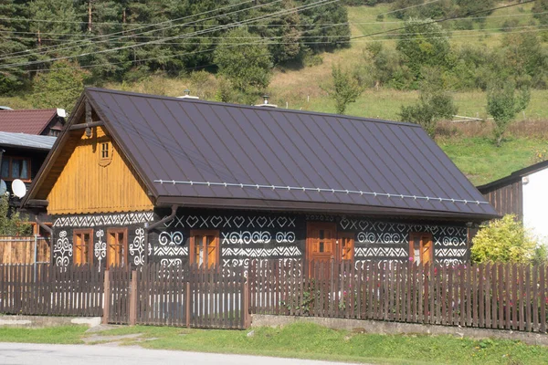 Cicamany Slovaquie Septembre Grande Maison Décorée Noir Blanc Dans Village — Photo