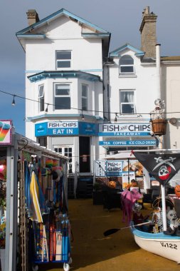 Lowestoft UK 25 Ekim 2020: Lowestoft Suffolk 'taki Deniz Kenarı Balık ve Cips Dükkanı