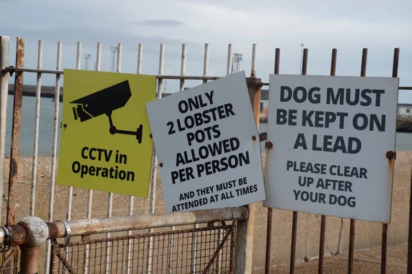 Lowestoft October 2020 Signs Lowestoft Harbour Cctv Lobster Pots Dog — 图库照片