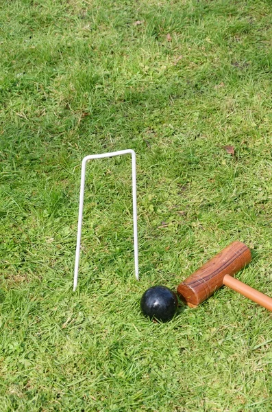 Croquet hoop Mallet e palla — Foto Stock
