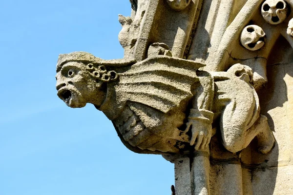 Gargouille de pierre sur flèche de l'église — Photo