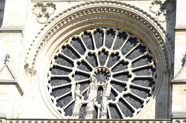 Finestra gotica rotonda notre dame paris — Foto Stock