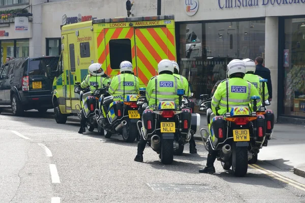 Polizia Motociclisti da dietro Fotografia Stock