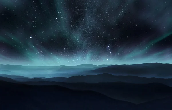 Luces boreales en el cielo — Foto de Stock