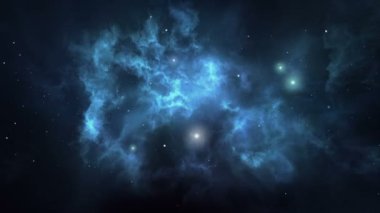 Yıldızlarla dolu dönen kozmik nebulanın kusursuz bir şekilde çevrilebilir animasyonu