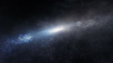 Uçuşun sarmal gökadanın merkezine doğru kusursuz bir şekilde çevrilebilir animasyonu