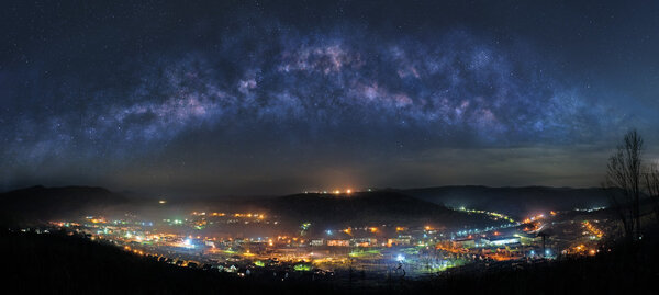 Mountain town at night