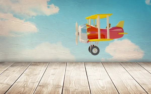 Piso de madera con avión vintage —  Fotos de Stock