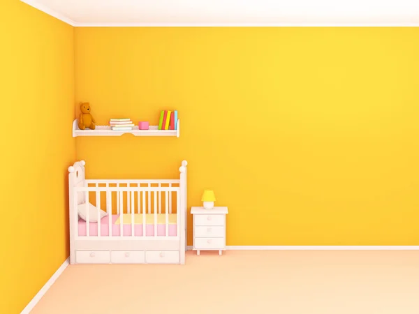 Babys slaapkamer lege muur plat Stockafbeelding